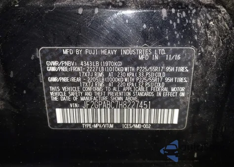 2017 Subaru Crosstrek 2.0I Premium из США, поврежденный, VIN JF2GPABC7H8227451